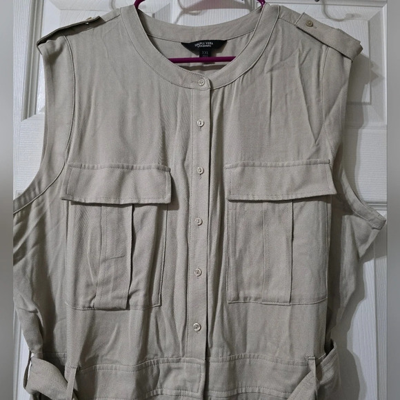 Simply Vera Wang Wide Cropped Leg Utility Jumpsuit in Khaki, Belted, XXL, EUC! - Picture 4 of 13